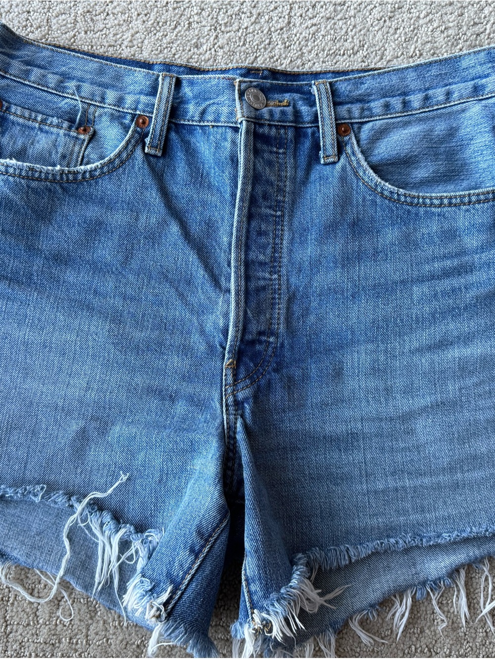 Re/Done Light Blue Vintage-Inspired Denim Shorts